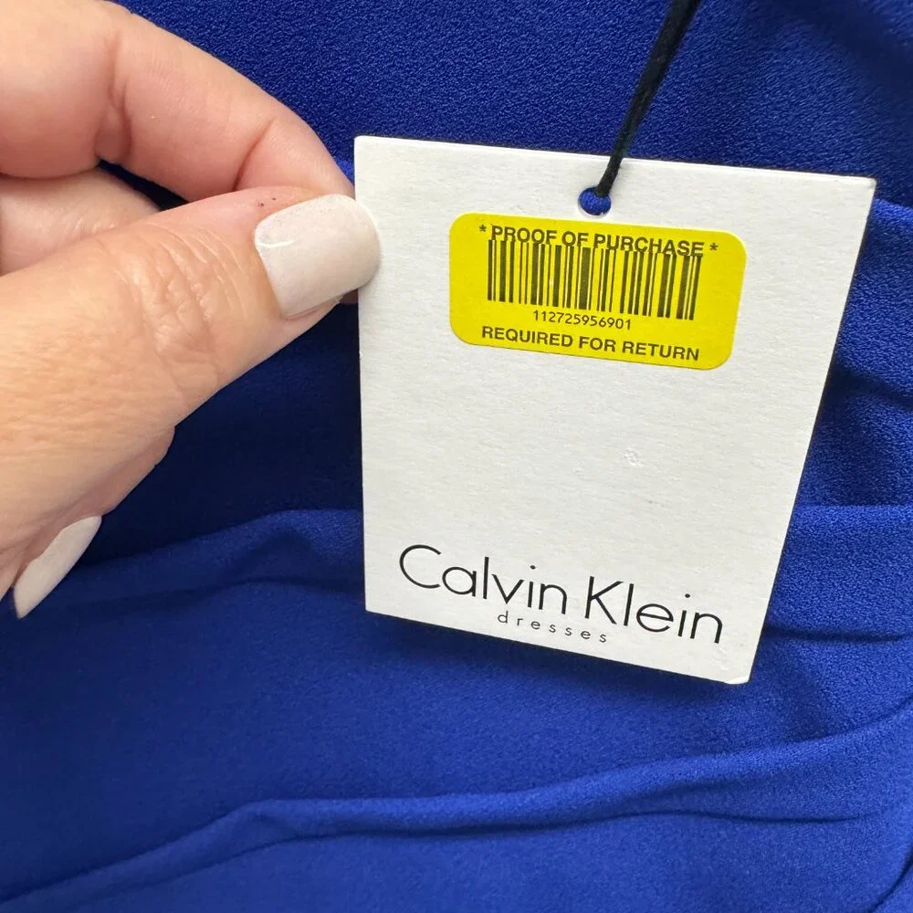 Calvin Klein Starburst Sheath Dress - Size 4, Ultramarine Blue, NWT - Picture 6 of 11